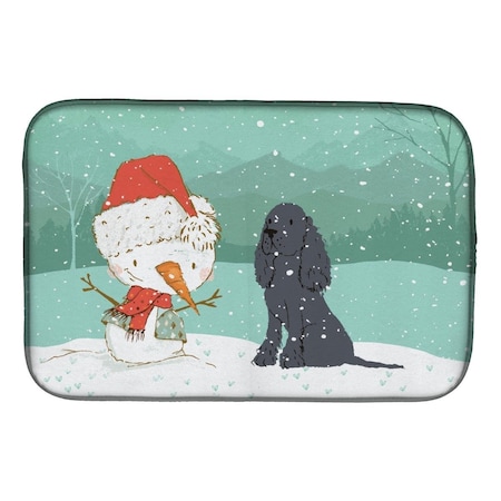 Carolines Treasures Black Spaniel Snowman Christmas Dish Drying Mat CK2070DDM